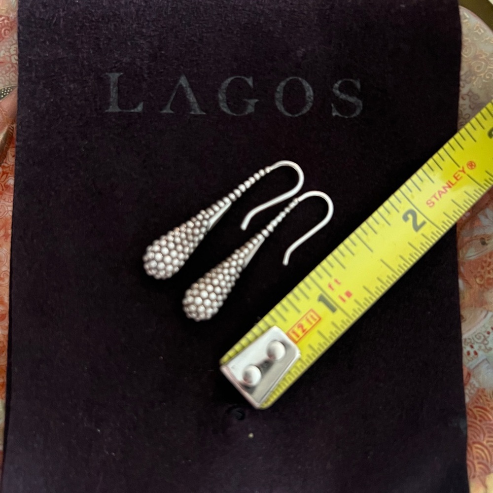 LAGOS 925 Sterling Silver Caviar Tear Drop Earrings - Picture 5 of 5